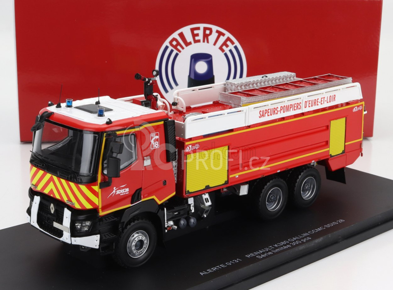 Alerte Renault K380 Gallin Ccmc Sdis 28 Tanker Truck 3-assi Saupers Pompiers D'eure Et Loir 2019 1:43 Červená Bílá Žlutá