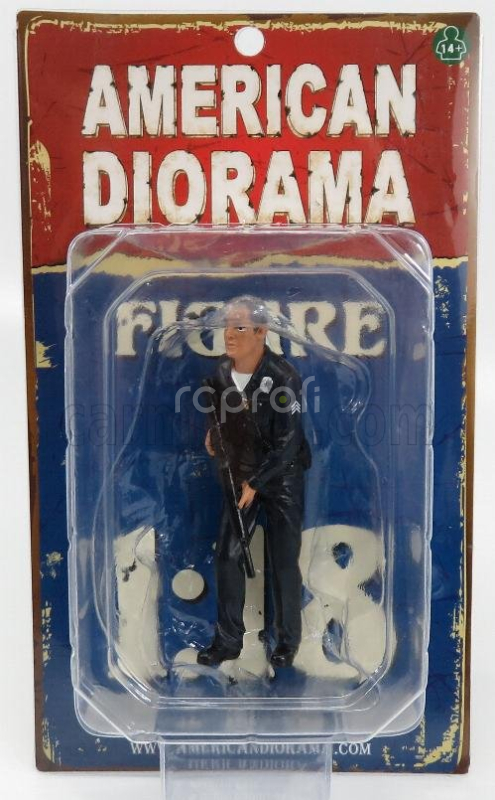 American diorama Figures Poliziotto Con Fucile - Police Officer Ii With Rifle Gun 1:18 Black