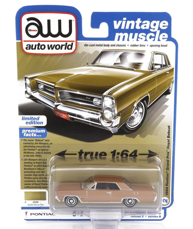 Autoworld Pontiac Grand Prix Royal Bobcat 1964 1:64 Měď