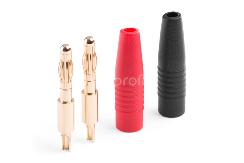 Banánek 4mm GOLD pájecí (černý+červený)