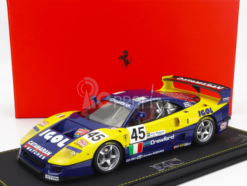 Bbr-models Ferrari F40 Gte 3.5l Turbo V8 Team Ennea Srl Igol N 45 1:18, žlutomodrá