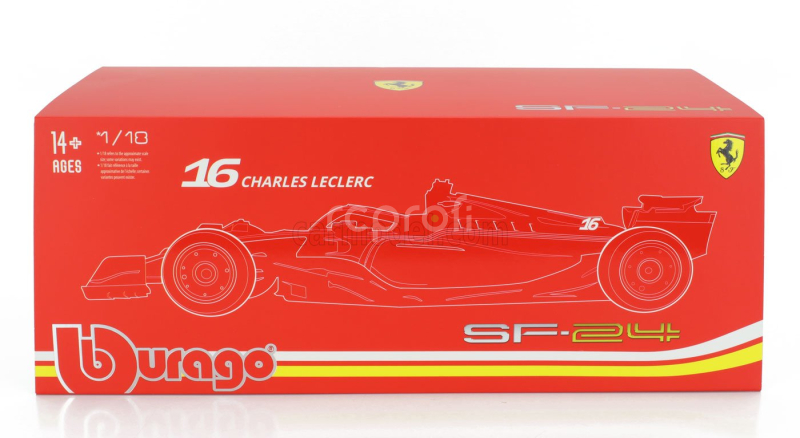 Bburago Ferrari F1  Sf-24 Team Scuderia Ferrari N 16 4th Emilia Romagna Imola Gp 2024 Charles Leclerc - Con Vetrina - With Showcase 1:18 Červená Černá