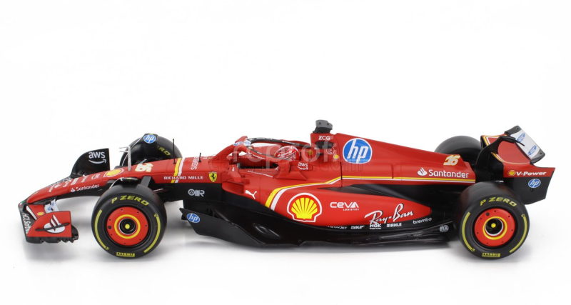 Bburago Ferrari F1  Sf-24 Team Scuderia Ferrari N 16 4th Emilia Romagna Imola Gp 2024 Charles Leclerc - Con Vetrina - With Showcase 1:18 Červená Černá