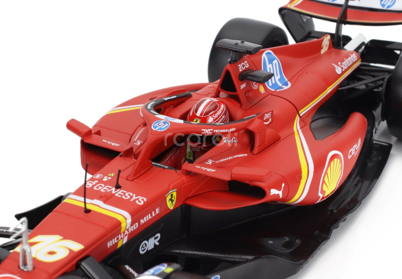 Bburago Ferrari F1  Sf-24 Team Scuderia Ferrari N 16 4th Emilia Romagna Imola Gp 2024 Charles Leclerc - Con Vetrina - With Showcase 1:18 Červená Černá