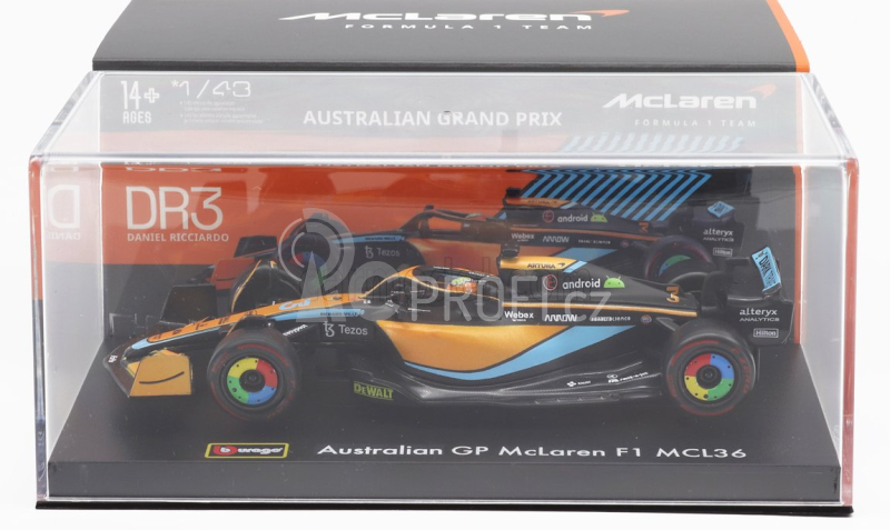 Bburago Mclaren F1 Mcl36 Mercedes Team Mclaren N 3 1:43, oranžová
