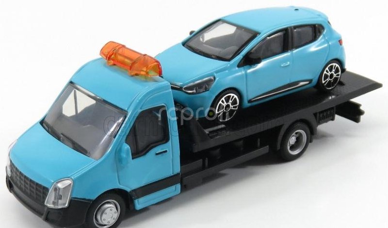 Bburago Mercedes benz Sprinter Soccorso Stradale With Renault Clio Iv 4-door 2013 - Carro Attrezzi - Wrecker Road Service 1:43 Světle Modrá