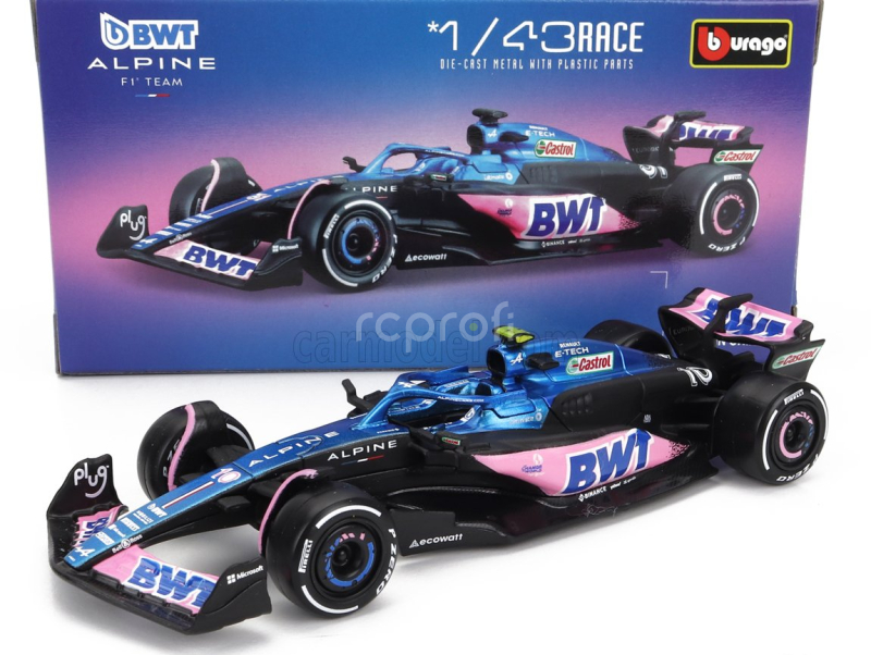 Bburago Renault F1  A523 Team Bwt Alpine F1 N 10 Season 2023 Pierre Gasly 1:43 Modrá Černá Růžová