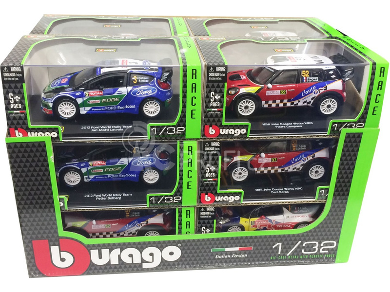 Bburago sada modelů aut Race Rally 1:32 12ks