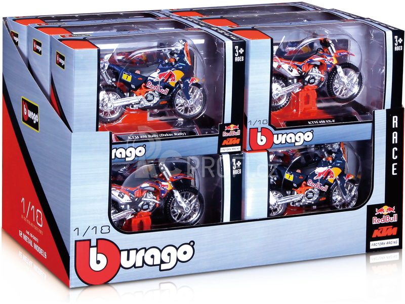 Bburago sada modelů motocyklů Red Bull KTM 1:18 12ks