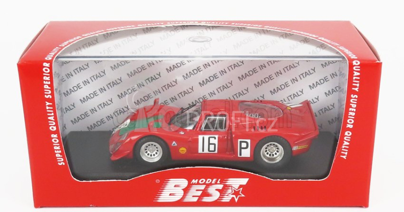 Best-model Alfa romeo 33.2 N 16 Nurburgring 1968 I.giunti - N.galli 1:43 Červená Zelená