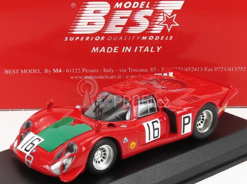 Best-model Alfa romeo 33.2 N 16 Nurburgring 1968 I.giunti - N.galli 1:43 Červená Zelená