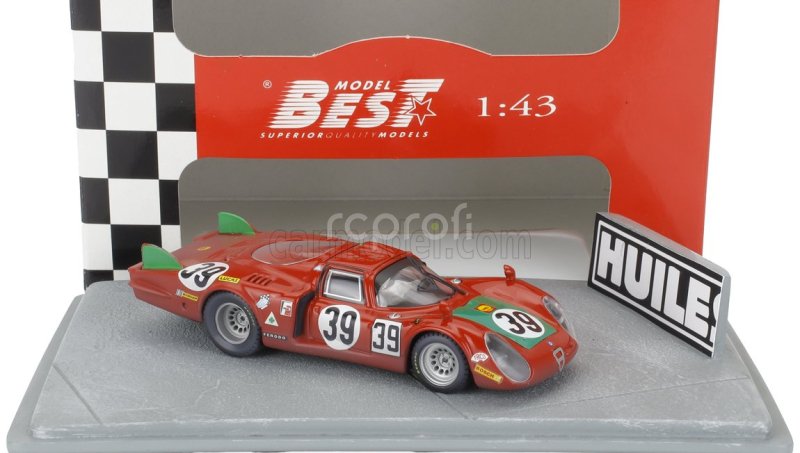 Best-model Alfa romeo Diorama T33.2 Team Autodelta Spa N 39 24h Le Mans 1968 Ignazio Giunti - Giovanni Galli 1:43 Red