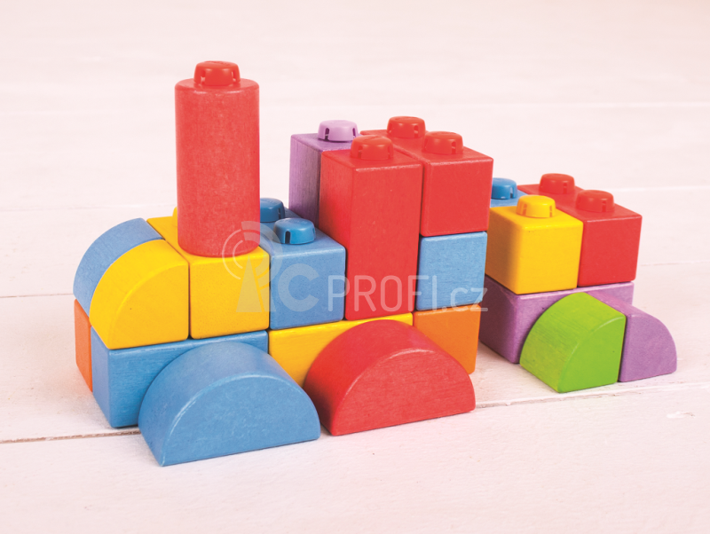 Bigjigs Baby Dřevěné spojkostky - střední set