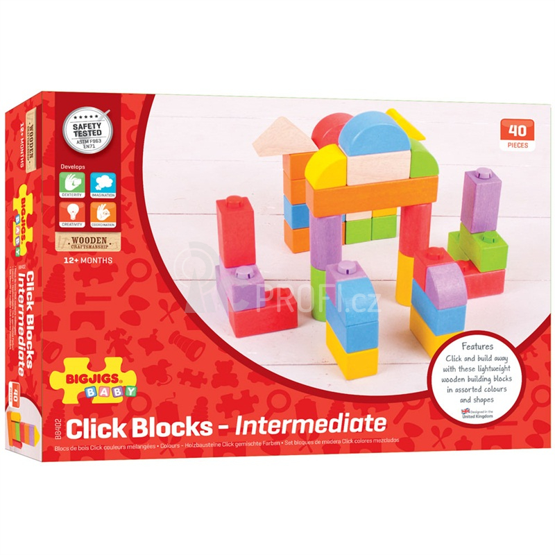 Bigjigs Baby Dřevěné spojkostky - střední set