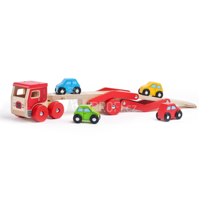 Bigjigs Toys Dřevěný kamion s auty