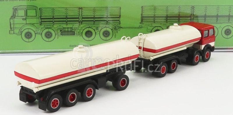 Brekina plast Fiat 691 Millepiedi Tanker Truck 1961 1:87 Bílá Červená