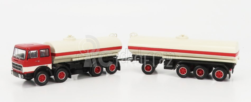 Brekina plast Fiat 691 Millepiedi Tanker Truck 1961 1:87 Bílá Červená