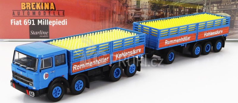 Brekina plast Fiat 691 Truck Millepiedi Rommenholler Kohlensaure 1970 1:87 Modrá Černá Žlutá