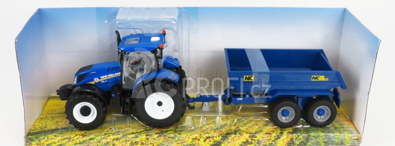 Britains New holland T6.175 Closed Tractor With Nc Trailer 2020 1:32 Blue