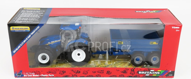 Britains New holland T6.175 Closed Tractor With Nc Trailer 2020 1:32 Blue