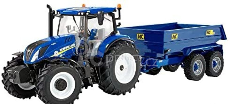 Britains New holland T6.175 Closed Tractor With Nc Trailer 2020 1:32 Blue