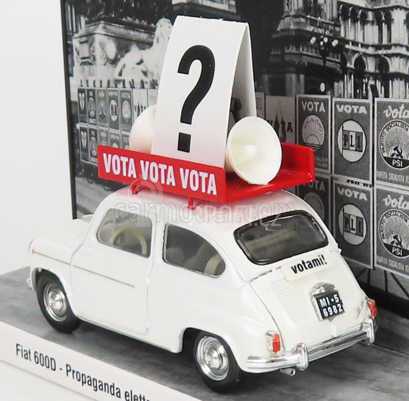 Brumm prom Fiat 600d 1963 - Propaganda Elettorale Elezioni Italia Vota - Vota - Vota 1:43 Bílá