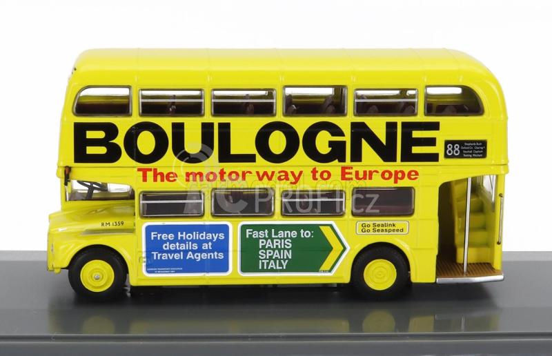 Corgi AEC Type Rm Autobus London Transport Boulogne Route 88 Mitcham Cricketers 1949 1:76 Žlutá