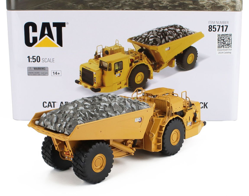 Dm-models Caterpillar Cat Ad745 Cassone Ribaltabile Cava 2-assi - Underground Articulated Truck 1:50 Žlutá Černá