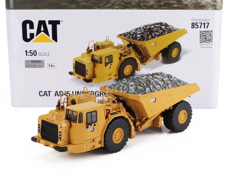 Dm-models Caterpillar Cat Ad745 Cassone Ribaltabile Cava 2-assi - Underground Articulated Truck 1:50 Žlutá Černá