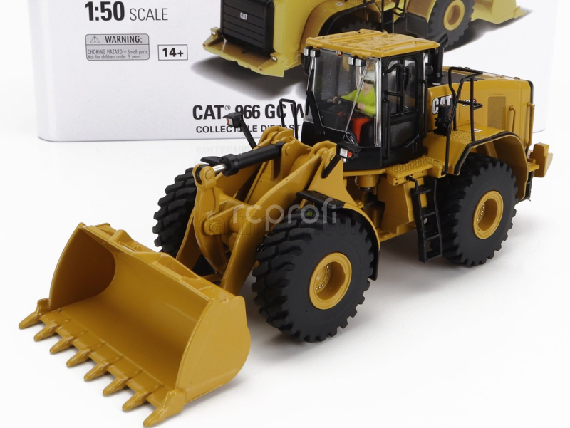 Dm-models Caterpillar Cat966gc Ruspa Gommata - Scraper Tractor Wheel Loader 1:50 Žlutá Černá
