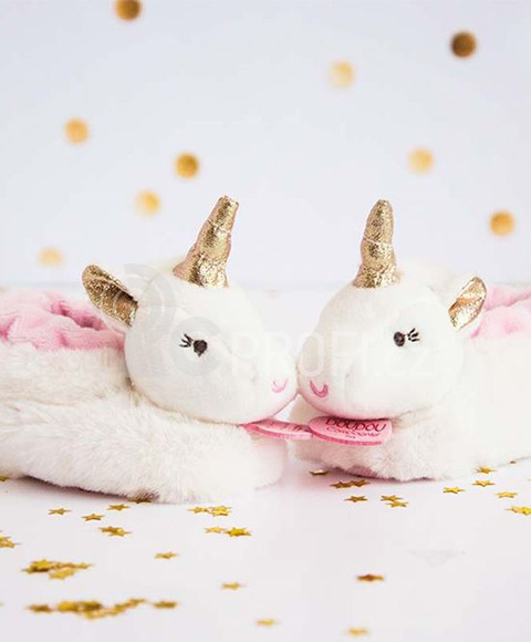 Doudou Doudou Sada botiček s chrastítky jednorožec 0/6 měsíců