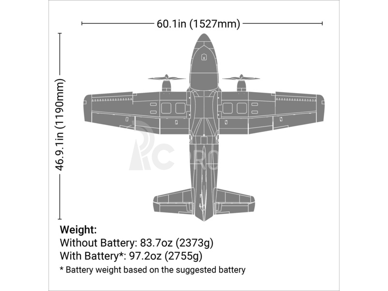 RC letadlo E-flite EC-1500 Twin 1.5m PNP
