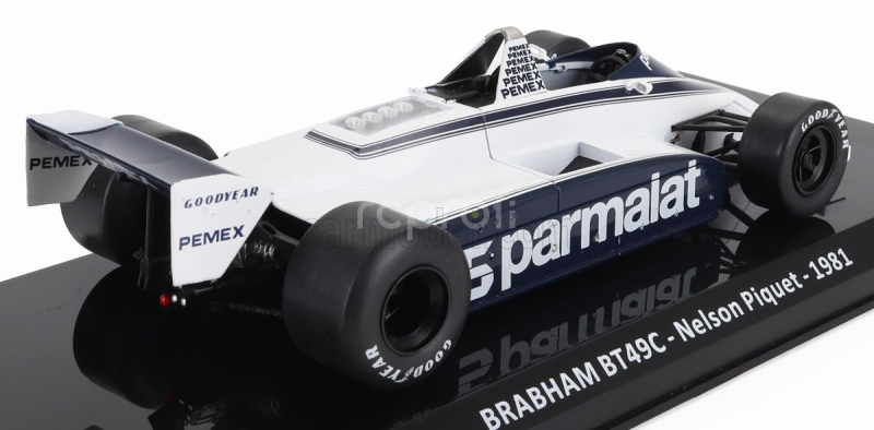Edicola Brabham F1  Bt49c Parmalat Racing Team N 5 World Champion Season 1981 Nelson Piquet - Con Vetrina - With Showcase 1:24 Bílá Modrá