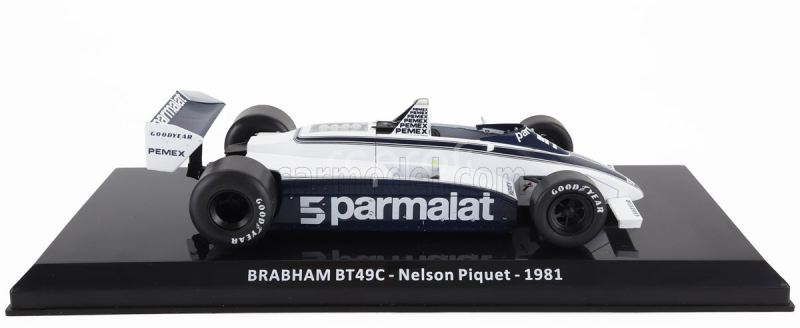 Edicola Brabham F1  Bt49c Parmalat Racing Team N 5 World Champion Season 1981 Nelson Piquet - Con Vetrina - With Showcase 1:24 Bílá Modrá