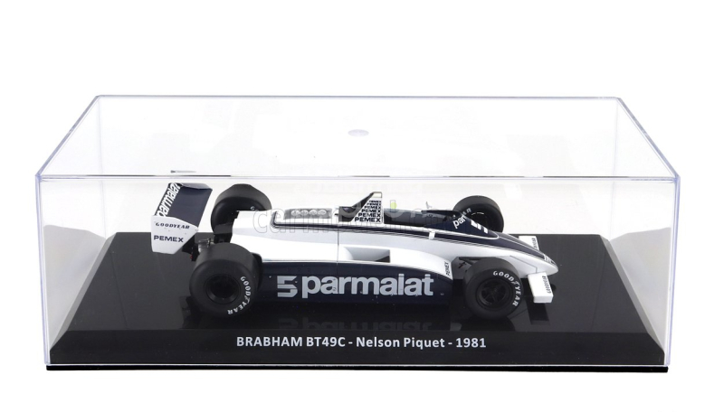 Edicola Brabham F1  Bt49c Parmalat Racing Team N 5 World Champion Season 1981 Nelson Piquet - Con Vetrina - With Showcase 1:24 Bílá Modrá