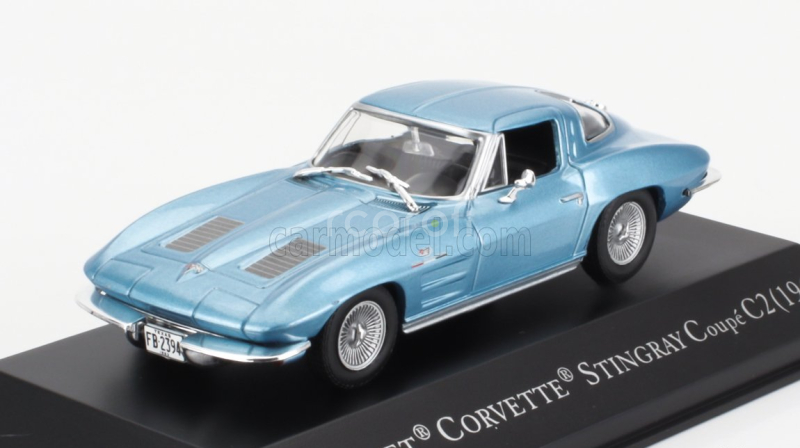 Edicola Chevrolet Corvette Stingray C2 Coupe 1963 - Con Vetrina - With Showcase 1:43 Světle Modrá Met