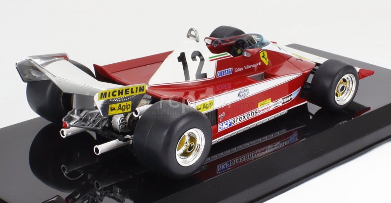 Edicola Ferrari F1  312 T3 N 12 Season 1978 Gilles Villeneuve - Con Vetrina - With Showcase 1:24 Červená Bílá