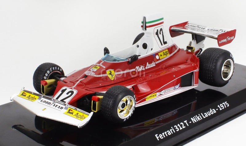 Edicola Ferrari F1 312t Team Ferrari Sefac N 12 World Champion Season 1975 Niki Lauda - Con Vetrina - With Showcase 1:24 Červená Bílá