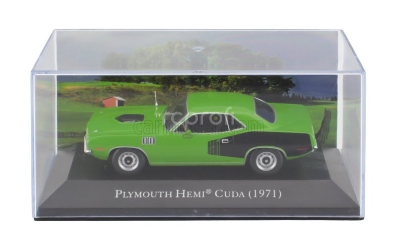 Edicola Plymouth Hemi Cuda Coupe 1971 - Con Vetrina - With Showcase 1:43 Zelená Černá