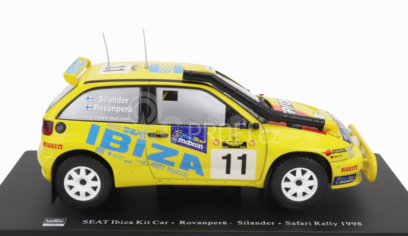Edicola Seat Ibiza Kit Car N 11 5th Rally Safari 1998 Harri Rovanpera - Voitto Silander 1:24 Žlutá