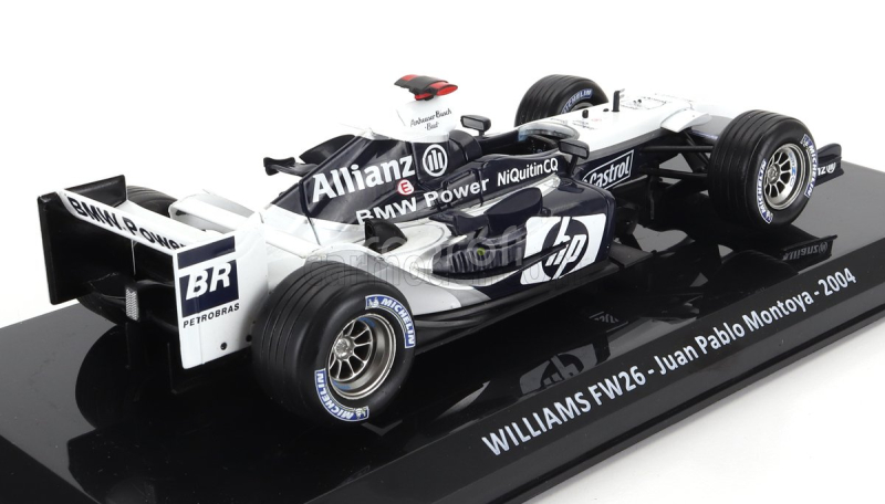 Edicola Williams F1  Fw26 Bmw N 3 Season 2004 Juan Pablo Montoya - Con Vetrina - With Showcase 1:24 Modrá Bílá