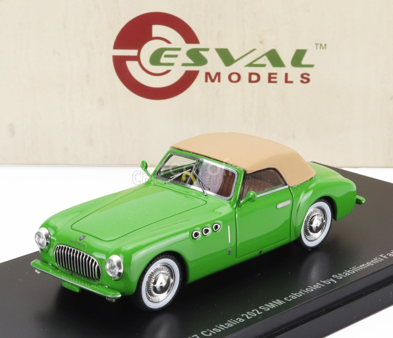 Esval model Cisitalia 202 Sc Stabilimenti Farina Cabriolet Closed 1947 1:43 Zelený Krém