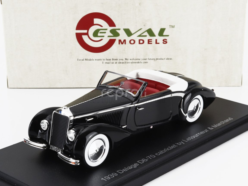 Esval model Delage D6-70 Cabriolet Letourneur & Marchand Open 1939 1:43 Black