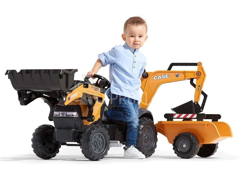 FALK - Šlapací traktor Case IH Beckhoe s nakladačem, rypadlem a vlečkou