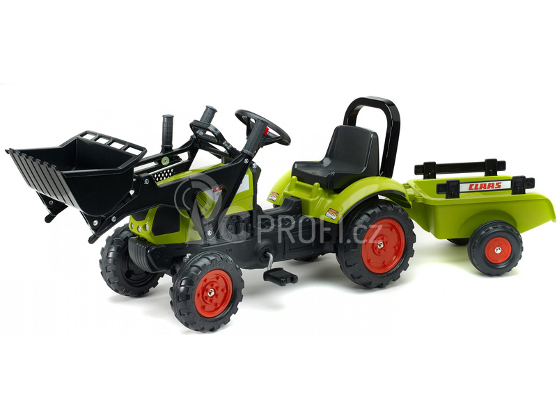 FALK - Šlapací traktor Claas Arion 410 s nakladačem a vlečkou