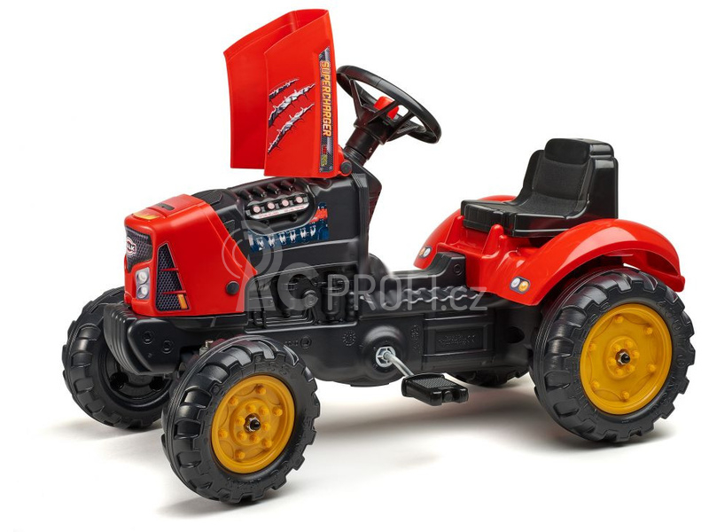 FALK - Šlapací traktor SuperCharger s vlečkou červený