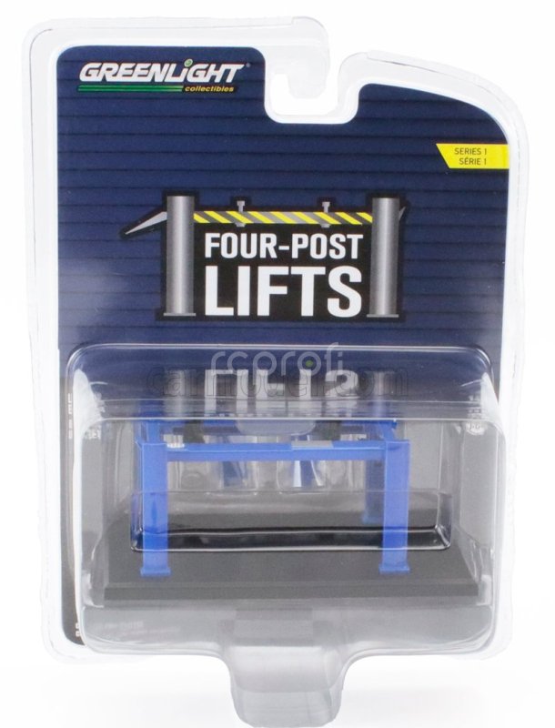 Greenlight Accessories Garage Set Officina - Ponte Sollevatore Auto - Four Post Lift 1:64 Blue