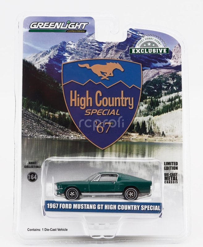 Greenlight Ford usa Mustang Gt Coupe Fastback High Country Special 1967 1:64 Green Met