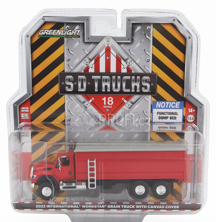Greenlight International Workstar Truck With Canvas Cover 3-assi 2022 1:64 Red
