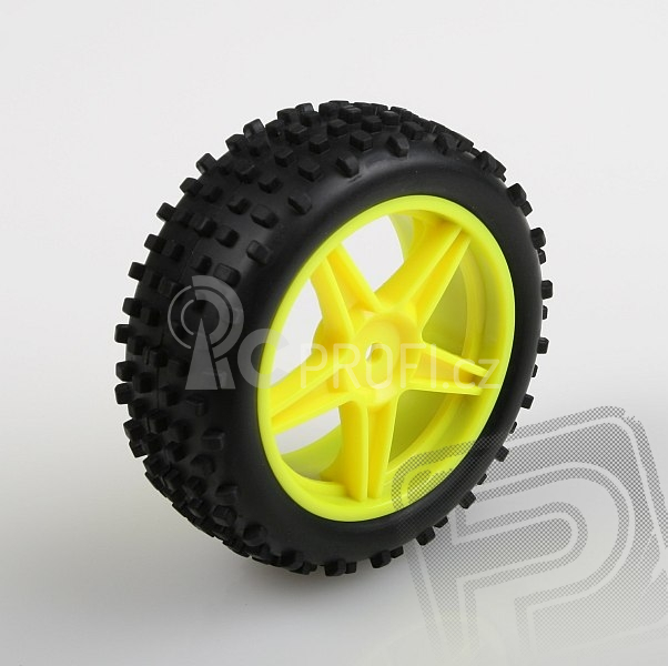 Gumy BUGGY komplet nalepené 1/10 - přední žluté, 2ks.
